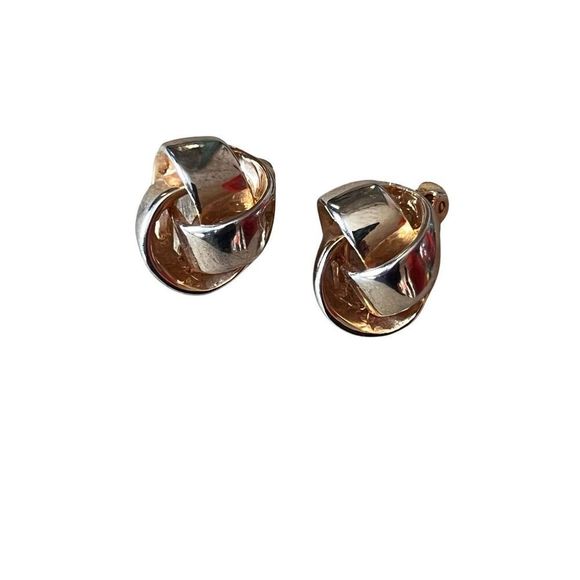Quality Vintage Gold Tone Knot Clip On Earrings - Picture 2 of 8